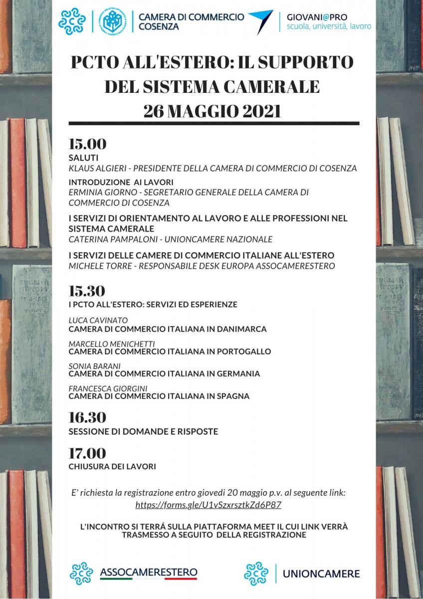 Programma del 26 maggio 2021 ore 15:00 presso Camera di Commercio di Cosenza - Clicca sull'immagine per registrarti